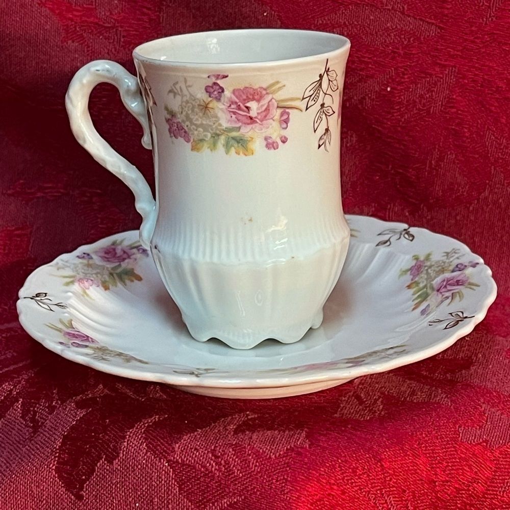 Antique Carl Tielsch Demitasse‎ Teacup and Saucer Set. Made in Germany - Picture 4 of 13